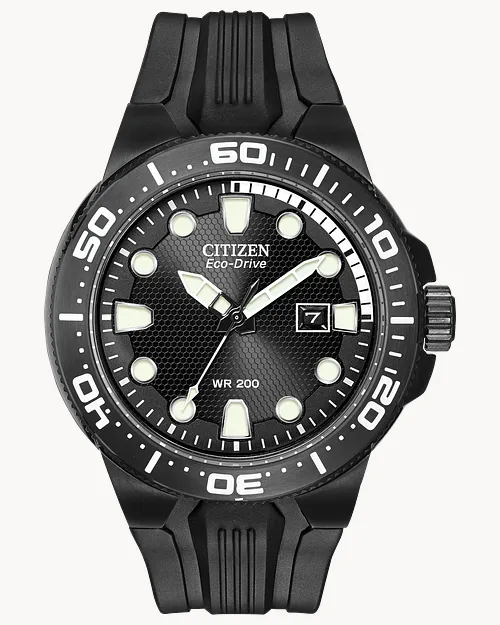Scuba Fin Black Dial Polyurethane Strap BN0095 08E CITIZEN